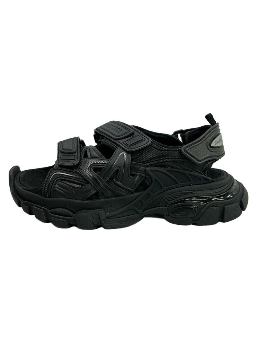 Balenciaga Sandals Track Black Velcro Open Toe Leather